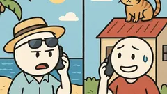 Dowcip: Dzwonię z wakacji—co z kotem?